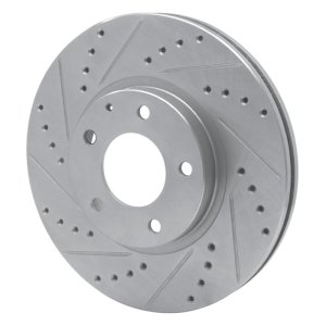 Mazda Millenia Brake Rotor (1) - Front Left - R1 Concepts - Drilled & Slotted - Silver - `01-`02